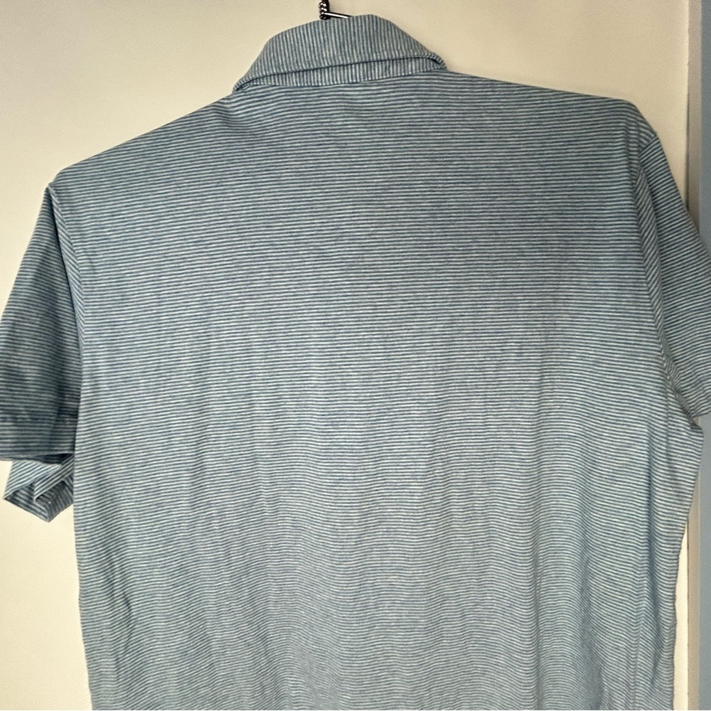 Patagonia Blue Striped Polo Shirt Short‎ Sleeve Casual Men's Large - Picture 12 of 15